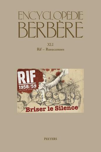 Couverture du livre « Encyclopédie berbère t.61 ; Rif - rusuccences » de  aux éditions Peeters