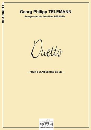 Couverture du livre « Duetto pour 2 clarinettes » de Telemann Gp aux éditions Delatour