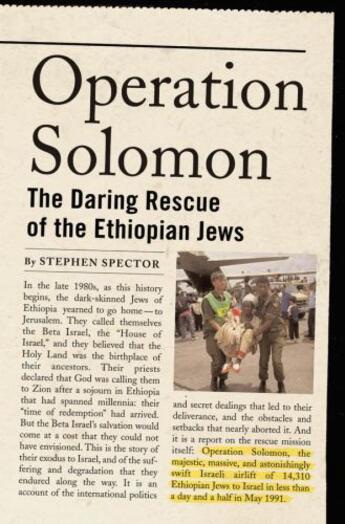 Couverture du livre « Operation Solomon: The Daring Rescue of the Ethiopian Jews » de Spector Stephen aux éditions Editions Racine