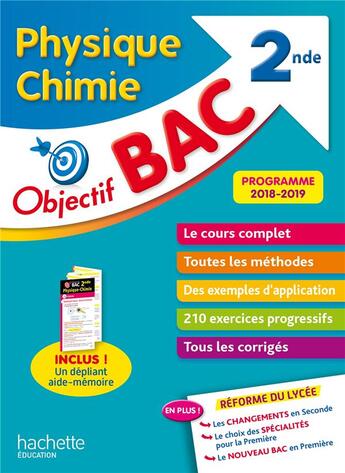 Couverture du livre « Objectif bac physique chimie 2nde » de Ramon Anne Laure aux éditions Hachette Education