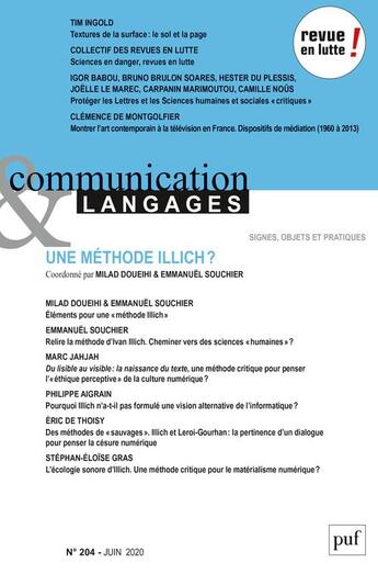 Couverture du livre « Communication et langages 2020, n.204 » de  aux éditions Puf