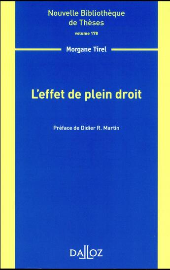 Couverture du livre « L'effet de plein droit » de Morgane Tirel aux éditions Dalloz