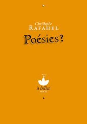 Couverture du livre « Poesies ? » de  aux éditions Eoliennes