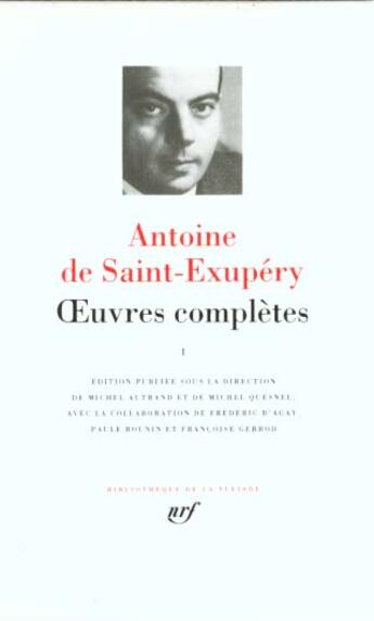 Couverture du livre « Oeuvres complètes Tome 1 » de Antoine De Saint-Exupery aux éditions Gallimard