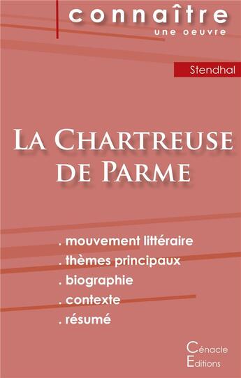 Couverture du livre « Fiche de lecture la chartreuse de Parme de Stendhal ; analyse littéraire de référence et résumé complet » de  aux éditions Editions Du Cenacle