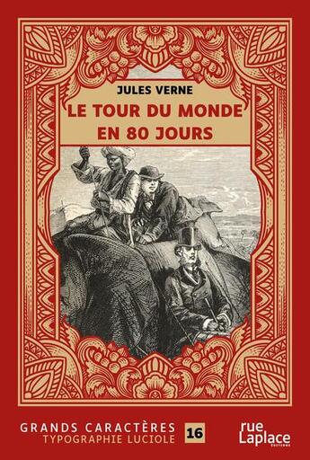 Couverture du livre « Le tour du monde en 80 jours - grands caracteres, edition accessible pour les malvoyants » de Jules Verne aux éditions Ruelaplace