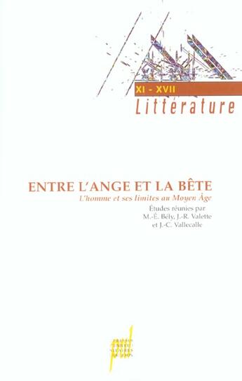 Couverture du livre « Entre l'ange et la bete - l'homme et ses limites au moyen age » de Bely M-E. aux éditions Pu De Lyon