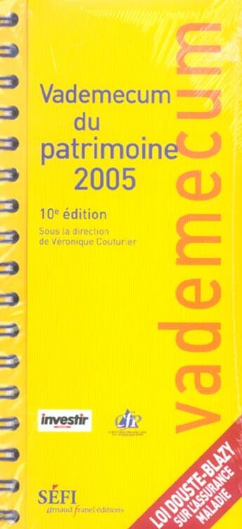 Couverture du livre « Vademecum Du Patrimoine 2005 » de Veronique Couturier aux éditions Sefi