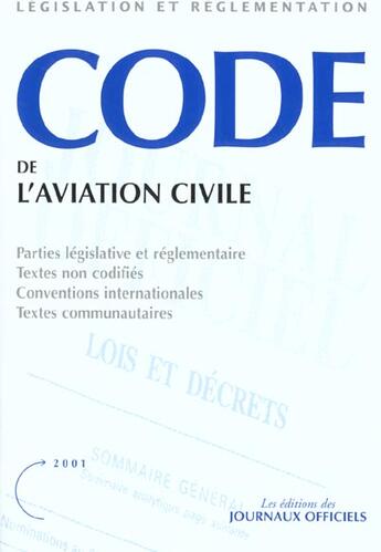 Couverture du livre « Code de l'aviation civile » de  aux éditions Documentation Francaise