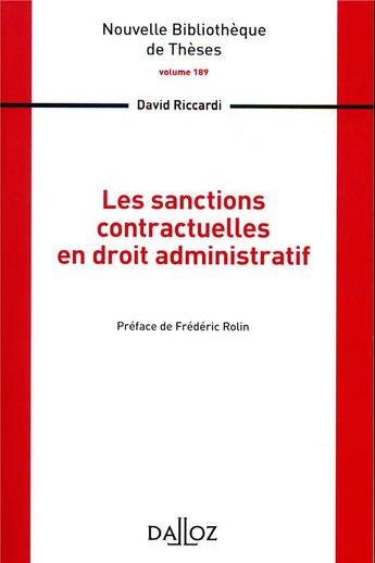 Couverture du livre « Les sanctions contractuelles en droit administratif » de Riccardi David aux éditions Dalloz