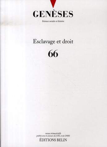 Couverture du livre « Esclavage et droit » de Nicolas Mariot aux éditions Belin