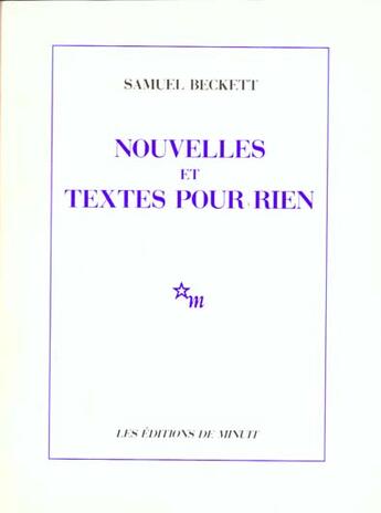 Couverture du livre « Nouvelles et textes pour rien » de Samuel Beckett aux éditions Minuit