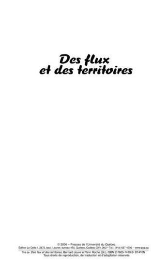 Couverture du livre « Des flux et des territoires ; vers un monde sans états » de Bernard Yann aux éditions Pu De Quebec