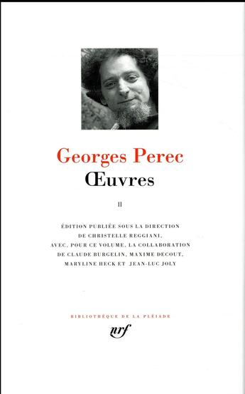 Couverture du livre « Oeuvres t.2 » de Georges Perec aux éditions Gallimard