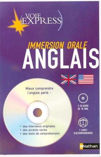 Couverture du livre « Cd immersion orale anglais voix express » de  aux éditions Nathan