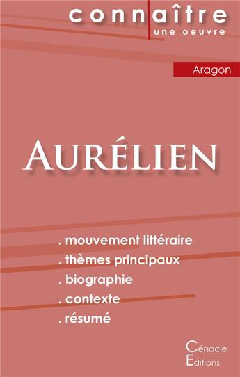 Couverture du livre « Aurélien, de Louis Aragon » de  aux éditions Editions Du Cenacle