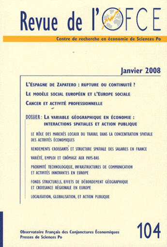 Couverture du livre « La variable géographique en économie : interactions spatiales et action publique » de  aux éditions Presses De Sciences Po