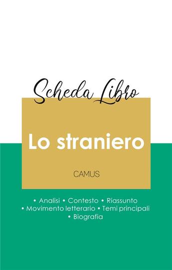 Couverture du livre « Scheda libro lo straniero di Albert Camus (analisi letteraria di riferimento e riassunto completo) » de  aux éditions Paideia Educazione