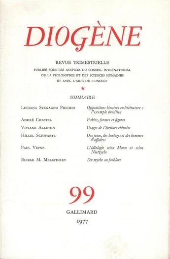 Couverture du livre « Diogene 99 » de Collectifs Gallimard aux éditions Gallimard