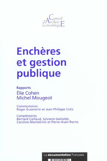 Couverture du livre « Encheres et gestion publique » de  aux éditions Documentation Francaise