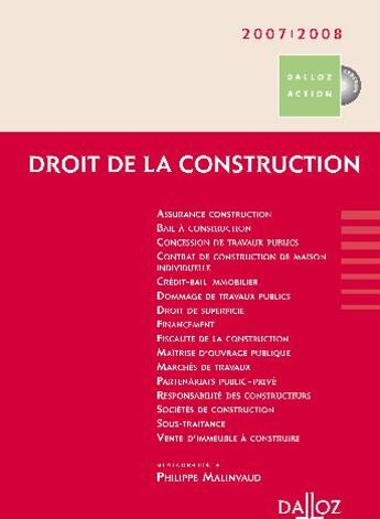 Couverture du livre « Droit de la construction (édition 2007/2008) » de Philippe Malinvaud aux éditions Dalloz