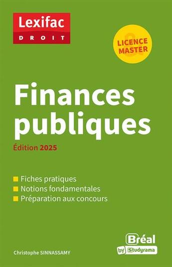 Couverture du livre « Finances publiques (édition 2025) » de Christophe Sinnassamy aux éditions Breal