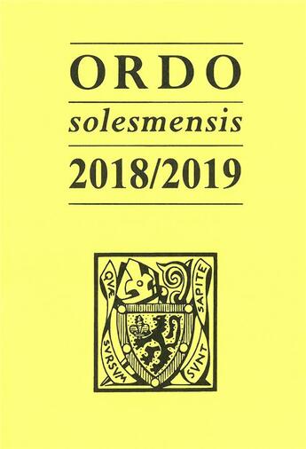 Couverture du livre « Ordo solesmensis (édition 2018/2019) » de  aux éditions Solesmes