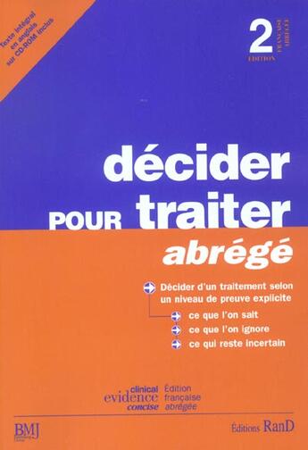 Couverture du livre « Décider pour traiter ; abrégé » de  aux éditions Rand