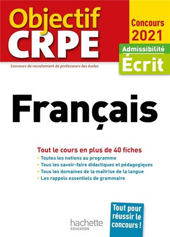 Couverture du livre « Objectif crpe en fiches francais 2021 » de Bourhis/Rondelli aux éditions Hachette Education