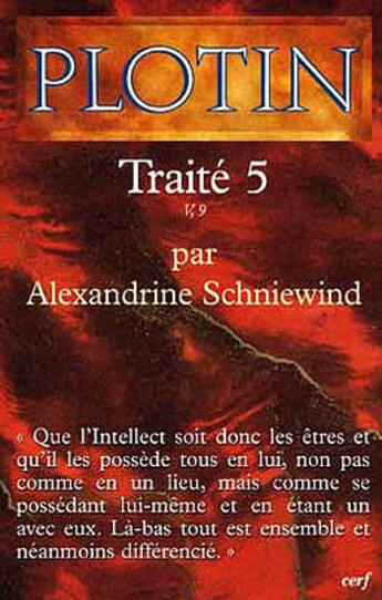 Couverture du livre « Plotin traité Tome 5 v.9 » de Schniewind A aux éditions Cerf