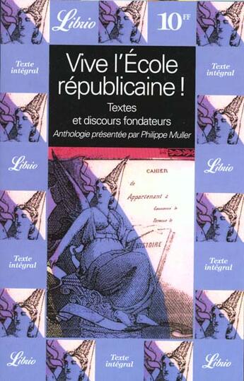 Couverture du livre « Vive l'ecole republicaine ! » de  aux éditions J'ai Lu