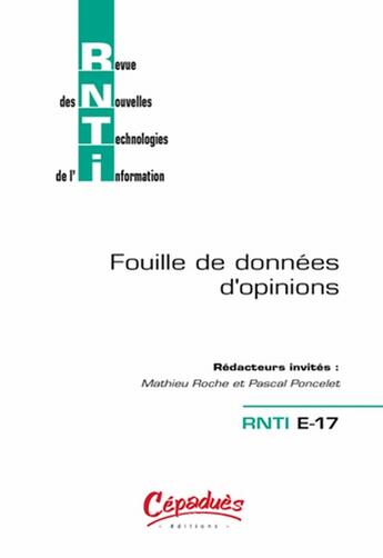 Couverture du livre « Fouille de données d'opinions » de  aux éditions Cepadues