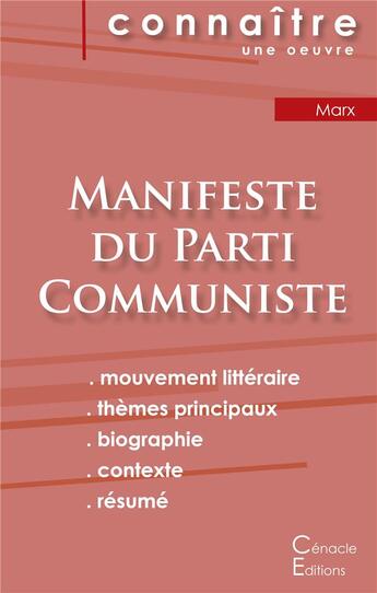 Couverture du livre « Manifeste du parti communiste de Karl Marx et Friedrich engels » de  aux éditions Editions Du Cenacle