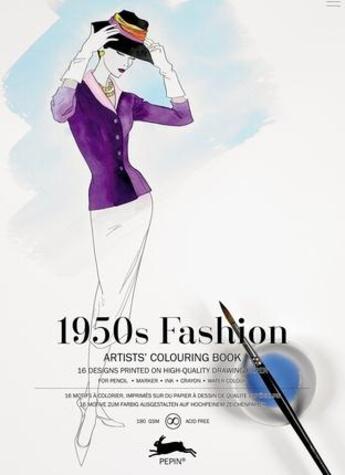 Couverture du livre « 1950's fashion ; 16 motifs à colorier, imprimés sur du papier à dessin de qualité supérieure » de Pepin Van Roojen aux éditions Pepin