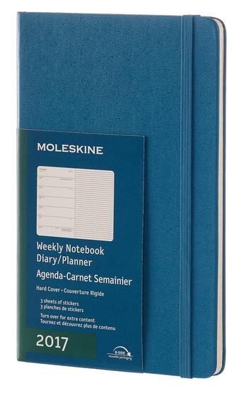 Couverture du livre « Agenda 2017 semainier carnet grand format rigide bleu acier » de  aux éditions Moleskine