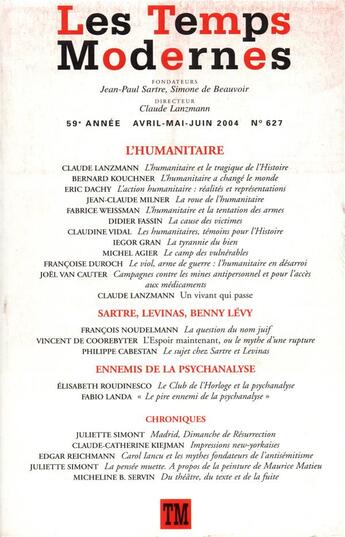 Couverture du livre « Revue Les temps modernes N.627 ; Janvier, Février 2004 » de Collectif Gallimard aux éditions Gallimard