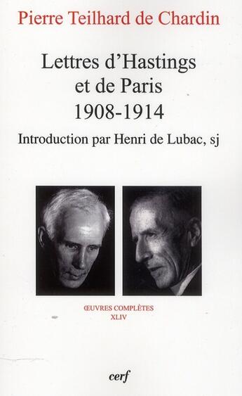 Couverture du livre « Lettres d'hastings et de paris 1908-1914 » de Henri De Lubac aux éditions Cerf