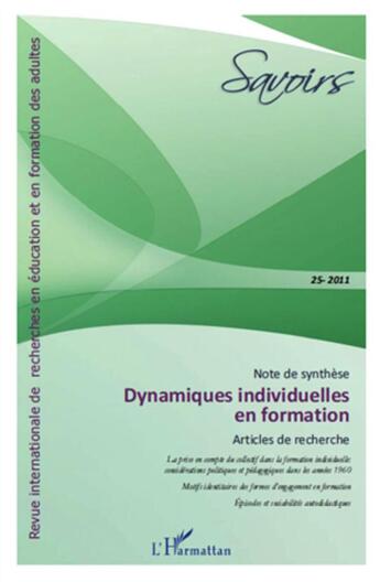 Couverture du livre « Dynamiques individuelles en formation » de Laot/Cyrot/Kaddouri aux éditions L'harmattan