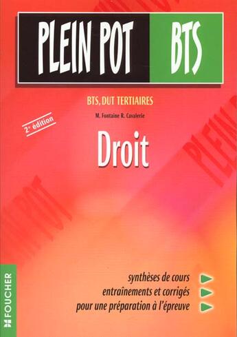 Couverture du livre « Droit Bts » de M Fontaine aux éditions Foucher