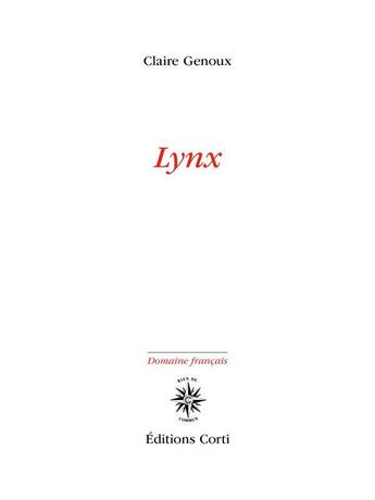 Couverture du livre « Lynx » de Claire Genoux aux éditions Corti