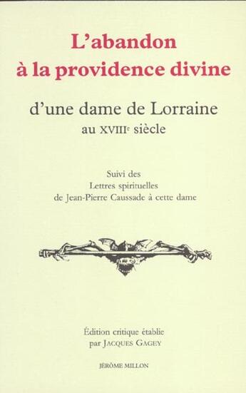 Couverture du livre « L'abandon a la providence divine » de L'Anonyme De Nancy aux éditions Millon