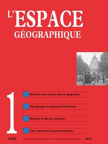 Couverture du livre « Espace geo 2020-1 » de  aux éditions Belin