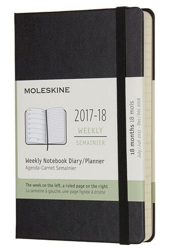 Couverture du livre « Agenda 18 mois semainier 17 -18 poche noir rigide » de  aux éditions Moleskine