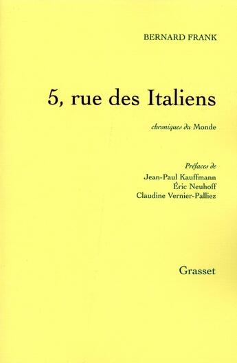 Couverture du livre « 5 rue des italiens » de Franck-B aux éditions Grasset Et Fasquelle