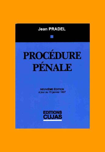 Couverture du livre « Procédure pénale (9e édition) » de Jean Pradel aux éditions Cujas