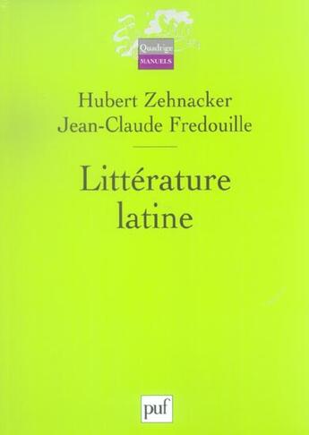 Couverture du livre « Litterature latine » de Zehnacker Hubert / F aux éditions Puf