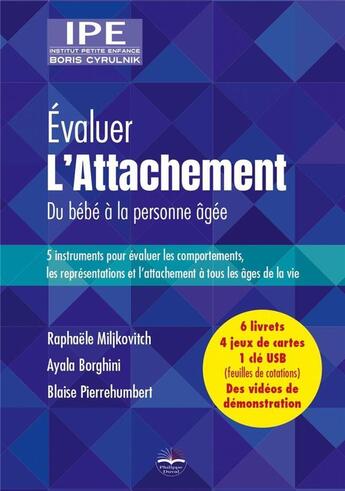 Couverture du livre « Évaluer l'attachement. du bébé à la personne âgée ; 5 instruments pour évaluer les comportements, les représentations et l'attachement à tous les âges de la vie » de Blaise Pierrehumbert et Raphaele Miljkovitch et Ayala Borghini aux éditions Philippe Duval