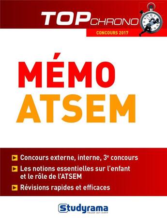 Couverture du livre « Mémo ATSEM (concours 2017) » de Elise Delemasure aux éditions Studyrama