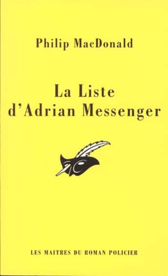 Couverture du livre « La liste d'Adrian Messenger » de Patricia Macdonald aux éditions Editions Du Masque