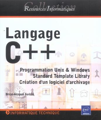 Couverture du livre « Langage c++ » de Brice-Arnaud Guerin aux éditions Eni